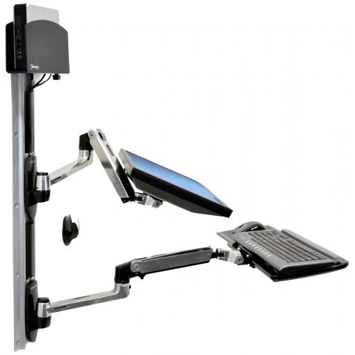 Ergotron držák na zeď pro monitor LX Wall Mount System Small CPU Holder 1 Displej: (s) 25,4 cm (10) - 81,3 cm (32) hliník nastavitelná výška, naklápěcí,