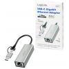 LogiLink USB 2.0 adaptér [1x USB 3.0 zástrčka C - 1x RJ45 zásuvka] UA0238B 18.00 cm