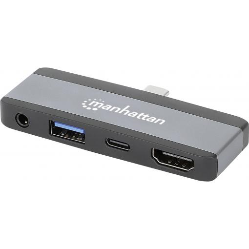 Manhattan USB-C® dokovací stanice USB-C 4-in-1 Dockingstation USB C-Stecker auf HDMI USB-A USB-C PD 3,5 mm Klinke napájení USB-C®
