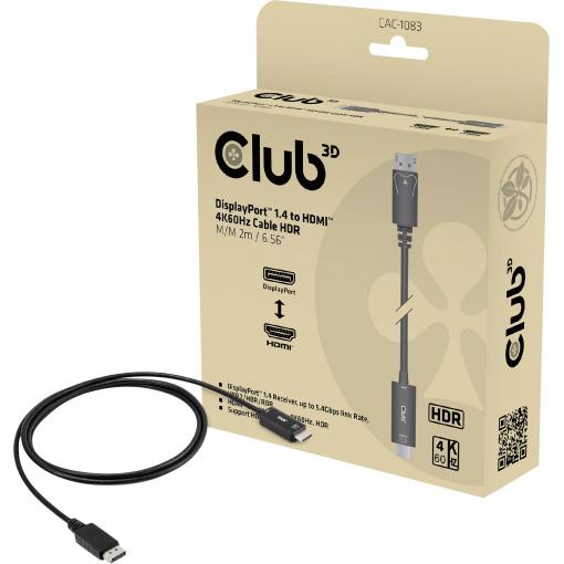 club3D CAC-1083 DisplayPort / HDMI kabelový adaptér [1x zástrčka DisplayPort - 1x HDMI zástrčka] černá 2.00 m