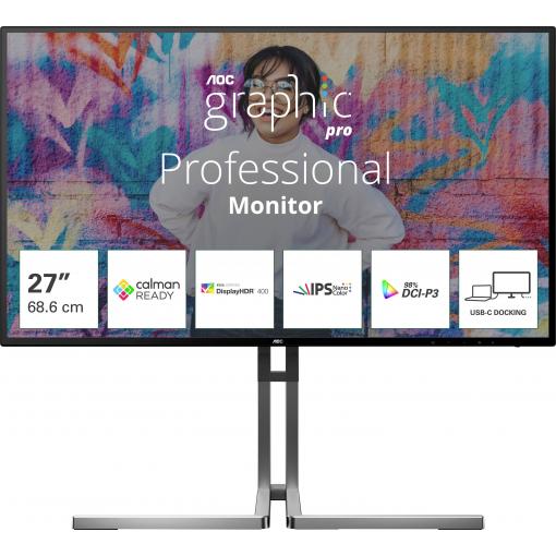 AOC U27U3CV LCD monitor 68.6 cm (27 palec)3840 x 2160 Pixel, 16:9, 4 ms, IPS LCD