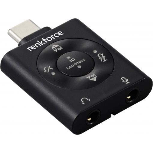 Renkforce USB-C®, audio adaptér [1x USB-C® zástrčka - 1x Mikrofon (konektor 3,5 mm), Sluchátka (konektor 3,5 mm)] RF-SGA-171