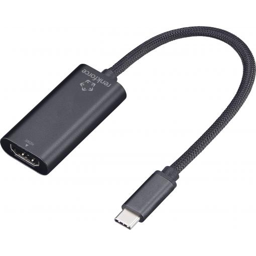 Renkforce RF-6700428 USB-C® / HDMI adaptér [1x USB-C® zástrčka - 1x HDMI zásuvka] černá 15 cm