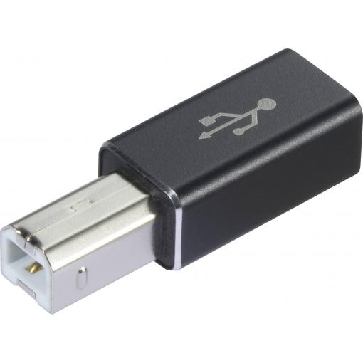 Renkforce USB 2.0 konektor [1x Zásuvka USB 2.0 C - 1x USB 2.0 zástrčka B] USB-C® Female to USB B Male converter connector, Black
