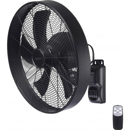 Sygonix SY-6661434 nástěnný ventilátor 50 W (Ø x v) 45 cm x 45.5 cm černá s dálkovým ovládáním, otočný, s časovačem, natáčecí