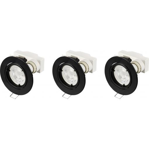 Sygonix SY-6417590 LED vestavné svítidlo, LED, GU10, 3 W, černá, sada 3 ks