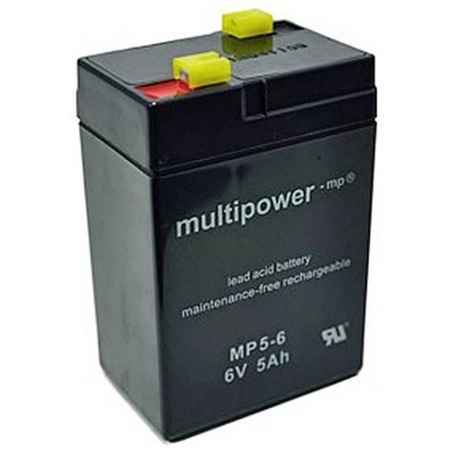 multipower MP5-6 123143 olověný akumulátor 6 V 5 Ah olověný se skelným rounem (š x v x h) 70 x 106 x 47 mm plochý konektor 4,8 mm bezúdržbové, nepatrné vybíjení