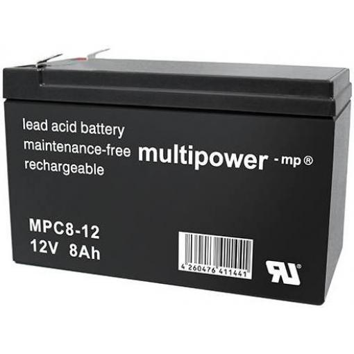 multipower MPC8-12 117747 olověný akumulátor 12 V 8 Ah olověný se skelným rounem (š x v x h) 65 x 102 x 151 mm plochý konektor 6,35 mm odolné proti více