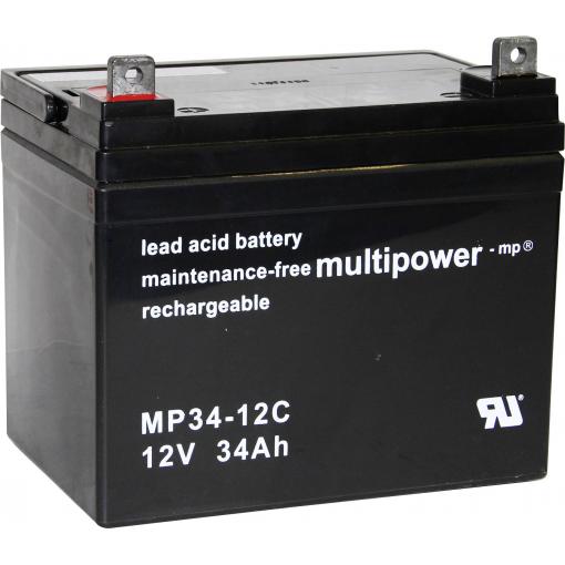 multipower MPC34-12 117754 olověný akumulátor 12 V 34 Ah olověný se skelným rounem (š x v x h) 196 x 180 x 130 mm šroubované M6 odolné proti více cyklům,
