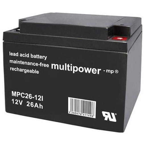 multipower MPC26-12I 136090 olověný akumulátor 12 V 26 Ah olověný se skelným rounem (š x v x h) 166 x 125 x 175 mm šroubované M5 odolné proti více cyklům,