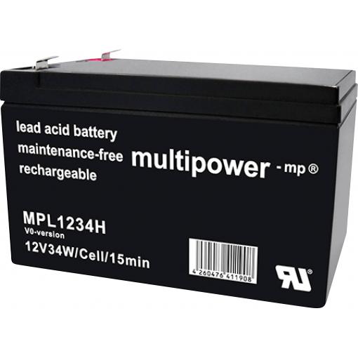 multipower MPL1234H-V0 149200 olověný akumulátor 12 V 8.5 Ah olověný se skelným rounem (š x v x h) 65 x 102 x 151 mm plochý konektor 6,35 mm bezúdržbové,