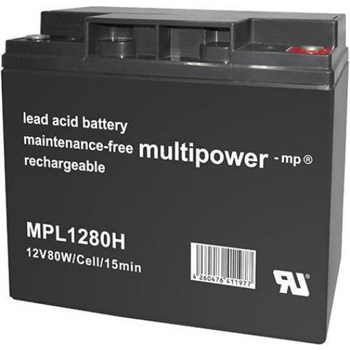 multipower MPL1280H 149750 olověný akumulátor 12 V 20 Ah olověný se skelným rounem (š x v x h) 181 x 167 x 76 mm šroubované M5 bezúdržbové, nepatrné vybíjení