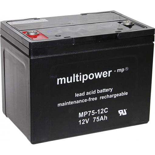 multipower MPC75-12I 117758 olověný akumulátor 12 V 75 Ah olověný se skelným rounem (š x v x h) 260 x 207 x 170 mm šroubované M6 odolné proti více cyklům,