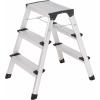 TOOLCRAFT TO-10104642 Slitina hliníku stupňovitý dvojitý žebřík skládací, Montáž bez nářadí stříbrná EN 14183 2.87 kg