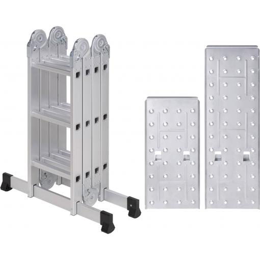 TOOLCRAFT TO-10104645 hliník víceúčelový žebřík skládací max.prac. výška: 4.3 m stříbrná 15.7 kg