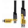 Akyga USB kabel USB 2.0 USB-A zástrčka, USB-C ® zástrčka, Apple Lightning konektor 1 m šedá Textilní plášť, mechanická odolnost, ploché provedení AK-USB-57