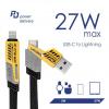 Akyga USB kabel USB 2.0 USB-A zástrčka, USB-C ® zástrčka, Apple Lightning konektor 1 m šedá Textilní plášť, mechanická odolnost, ploché provedení AK-USB-57