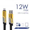 Akyga USB kabel USB 2.0 USB-A zástrčka, USB-C ® zástrčka, Apple Lightning konektor 1 m šedá Textilní plášť, mechanická odolnost, ploché provedení AK-USB-57