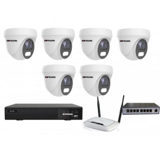8MPx COLORVU kamerový IP POE set - 6x NC962, POE switch 8 + 1, NVR3016 | ZONEWAY 6-NC960+3016