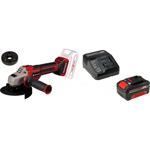 Einhell 4431155+4512042 Akumulátorová úhlová bruska 125 mm, akumulátor, vč. nabíječky, Vč. Rychloupínacího matice, 18 V