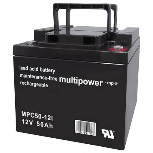 multipower MPC50-12I 117756 olověný akumulátor 12 V 50 Ah olověný se skelným rounem (š x v x h) 199 x 171 x 166 mm šroubované M6 odolné proti více cyklům,