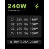 VOLTCRAFT UC-4C1A240W01 USB nabíječka, GaN, USB Power Delivery (USB-PD) , Rychlonabíječka, 4x USB-C®, 1x USB A , 240 W, Power Delivery 3.0, černá