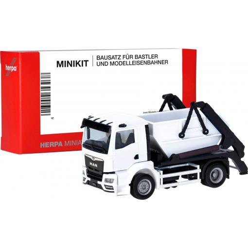 Herpa 013987 H0 model nákladního vozidla MAN Odklápěcí sklápěč AK12 TGS NN, bílá