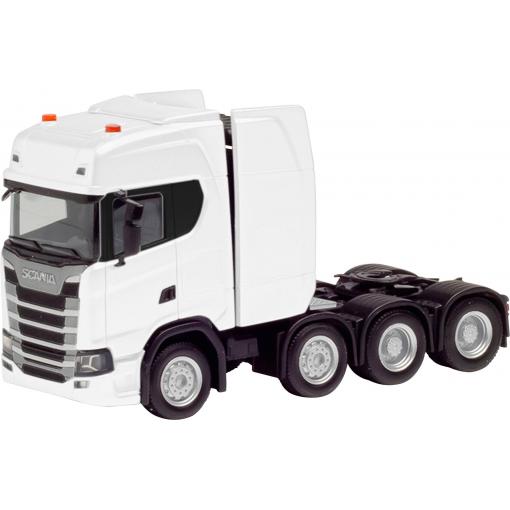 Herpa 308601-004 H0 model nákladního vozidla Scania Hochůčka těžkého tahače CS20 4osý (8x4), bílá