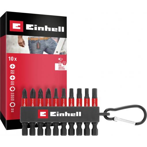 Einhell Karabiner Impact Bit Set 10tlg 118633 sada bitů, 1/4 (6,3 mm), PH, PZ, šestiúhelník, TX, 1/4 (6,3 mm)