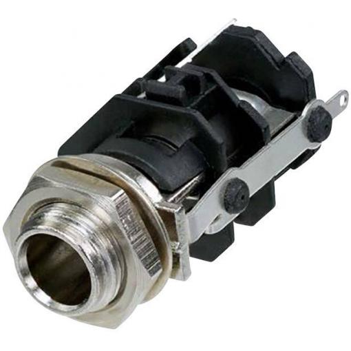 Rean AV RJ3VM-S-CON jack konektor 6.35 mm zásuvka, vestavná vertikální Pólů: 3 stereo černá 1 ks
