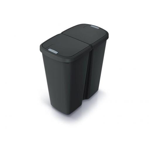 Koš odpadkový COMPACTA Q DUO recyklovaná černá s černým víkem 45l