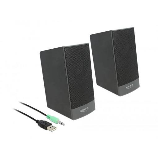 Delock 27001 2.0 PC reproduktory kabelový 3 W černá