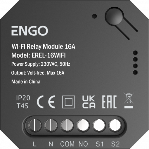 ENGO EREL-16WIFI Smart Wi-Fi relé modul, 16A, beznapěťoý výstup