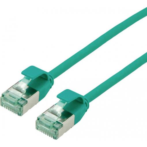 roline recycled material 21.45.3337 RJ45 síťové kabely, propojovací kabely CAT 6A U/FTP 5.00 m zelená nestíněný, extrémně tenký , PVC plášť 1 ks