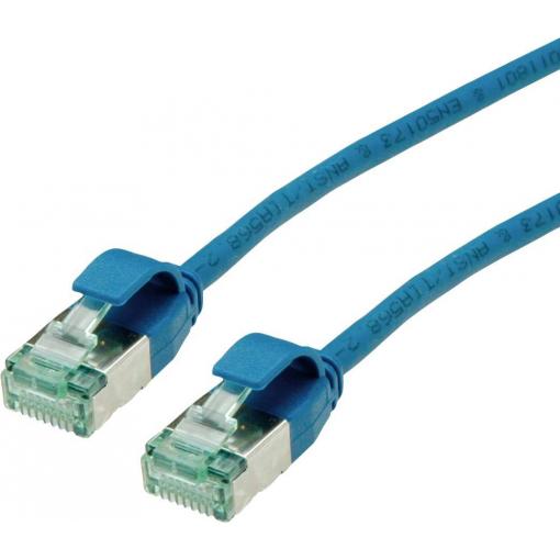roline recycled material 21.45.3346 RJ45 síťové kabely, propojovací kabely CAT 6A U/FTP 3.00 m modrá nestíněný, extrémně tenký , PVC plášť 1 ks