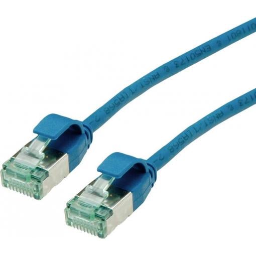 roline recycled material 21.45.3347 RJ45 síťové kabely, propojovací kabely CAT 6A U/FTP 5.00 m modrá nestíněný, extrémně tenký , PVC plášť 1 ks