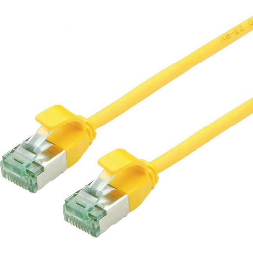 roline recycled material 21.45.3320 RJ45 síťové kabely, propojovací kabely CAT 6A U/FTP 0.15 m žlutá nestíněný, extrémně tenký , PVC plášť 1 ks