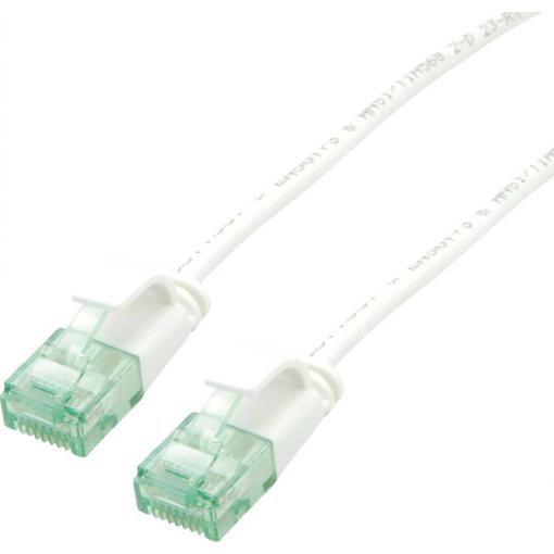 roline recycled material 21.45.3463 RJ45 síťové kabely, propojovací kabely CAT 6A U/UTP 1.00 m bílá nestíněný, extrémně tenký , PVC plášť 1 ks