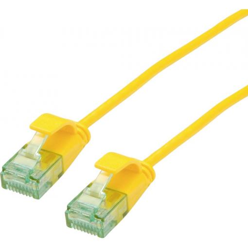 roline recycled material 21.45.3425 RJ45 síťové kabely, propojovací kabely CAT 6A U/UTP 2.00 m žlutá nestíněný, extrémně tenký , PVC plášť 1 ks