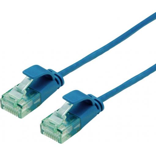 roline recycled material 21.45.3445 RJ45 síťové kabely, propojovací kabely CAT 6A U/UTP 2 m modrá nestíněný, extrémně tenký , PVC plášť 1 ks