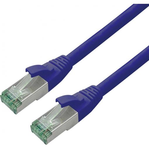 roline recycled material 21.45.3241 RJ45 síťové kabely, propojovací kabely CAT 6A S/FTP 1.00 m modrá dvoužilový stíněný, dvoužilový stíněný, PVC plášť 1 ks