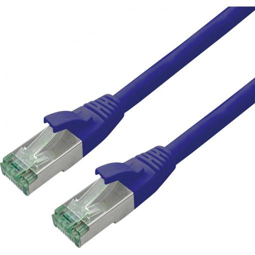 roline recycled material 21.45.3247 RJ45 síťové kabely, propojovací kabely CAT 6A S/FTP 10.00 m modrá dvoužilový stíněný, dvoužilový stíněný, PVC plášť 1 ks