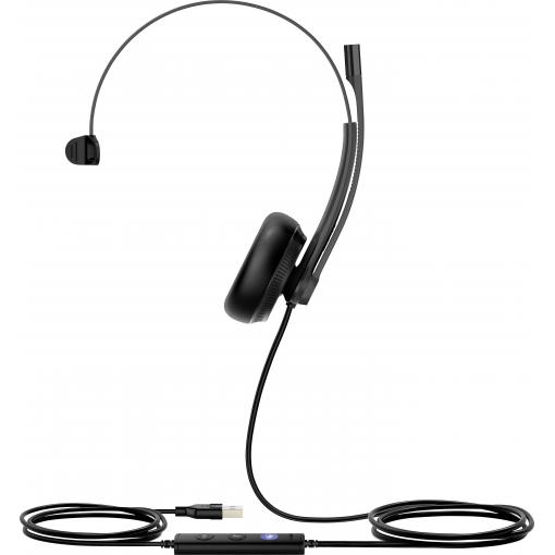 Yealink Yealink USB Headset UH34 Mono Teams Headset otevřená (On Ear) kabelová mono černá Redukce šumu mikrofonu regulace hlasitosti, Vypnutí zvuku mikrofonu,