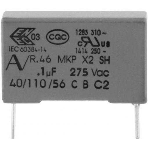 Kemet R46KI322050M2K+ 1 ks odrušovací kondenzátor MKP radiální 220 nF 275 V 20 % 15 mm (d x š x v) 18 x 7.5 x 13.5 mm