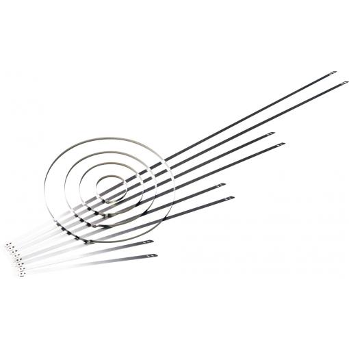 HellermannTyton 111-01552, MST700S, stahovací pásky, 5.90 mm, 700 mm, stříbrná, s kuličkovým uzávěrem, žárově stabilizované , 1 ks