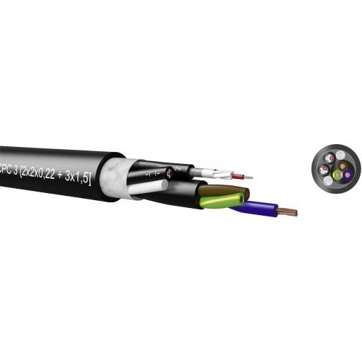 Kabeltronik 720050000-1 kombinovaný kabel 4 x 0.22 mm² + 3 G 1.5 mm² černá metrové zboží