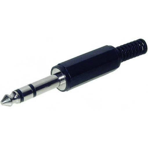 TRU COMPONENTS 1559781 jack konektor 6.35 mm zástrčka, rovná Pólů: 3 stereo černá 1 ks