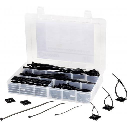 TRU COMPONENTS EPR-350UV sada stahovacích pásek 100 x 2.5 mm, 142 x 3.2 mm, 190 x 4.8 mm černá;1 sada