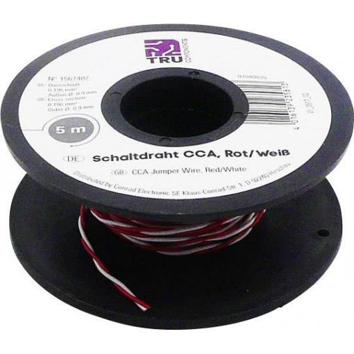 TRU COMPONENTS 1567407 spojovací drát 2 x 0.20 mm² červená, bílá 5 m