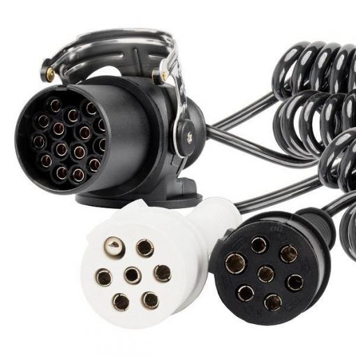Spirálový kabel pro přívěs 2× 7pin + 15pin, 24 V, 5 m, typ N/S